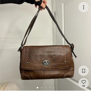 Coach Dark Brown Hamilton F13957 Leather Shoulder Crossbody Bag